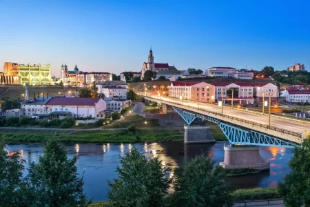 Вид на вечерний Гродно, Беларусь