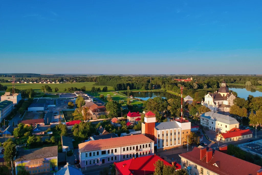 Вид с воздуха на Несвиж, Беларусь