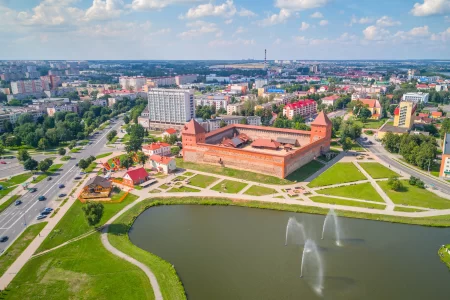 Лидский замок с высоты птичьего полета, Лида, Беларусь