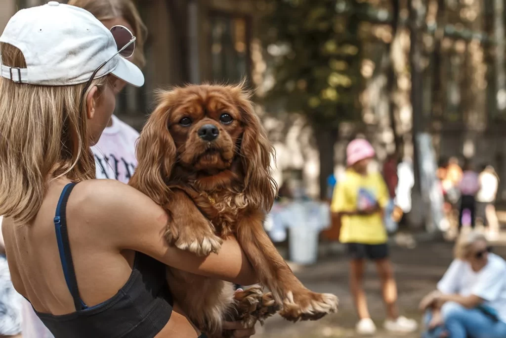 Девушка с собакой на руках на фестивале питомцев, Минск, Беларусь